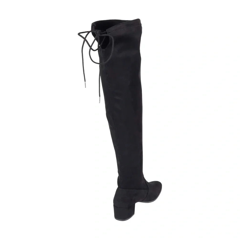 Chinese Laundry Over Knee Flat Black Boots, Vegan Faux Suede Size 9